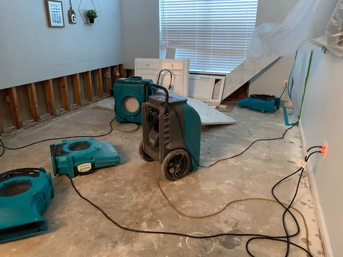 Dehumidifier in flood-cut room for Water Extraction & Removal in Moody
